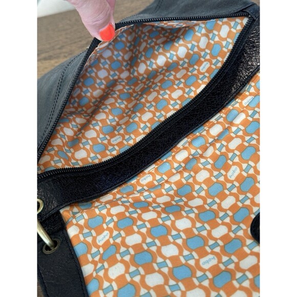 HOBO The Original Black Leather Studded Shoulder Bag Asymmetrical Flap Lined - Picture 7 of 14